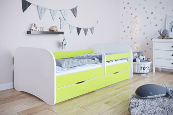 Einzelbett 140 x 70 cm für Kinder Babydreams weiß / grün mit Schublade, Design-Auswahl